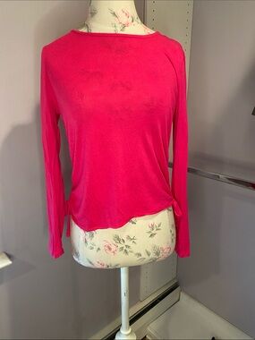 Girls' Hot Pink Long-Sleeve Side-Tie Tee